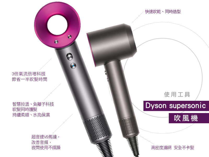 使用工具:Dyson supersonic吹風機