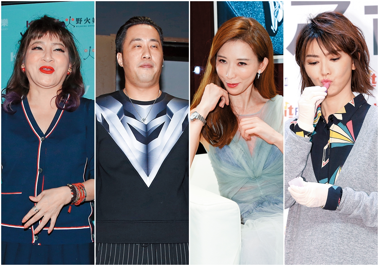 忍不住拿了某搜尋引擎的「2017流行語排行榜」來照樣造句，左起為王彩樺、余祥銓、林志玲、孫燕姿。