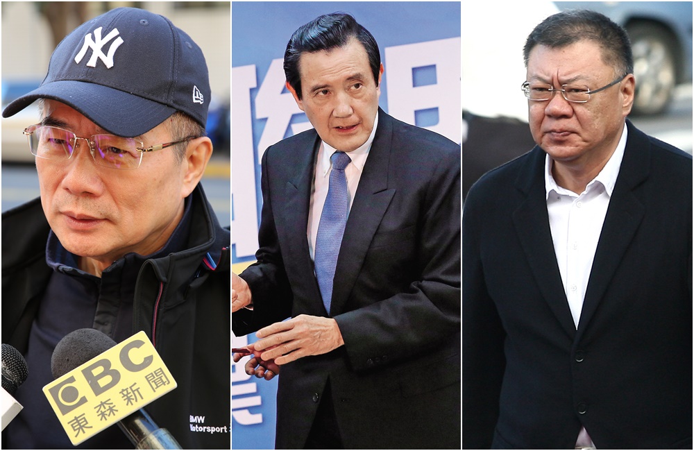 蔡正元（左）已向檢方證稱中視第二大股東，即保力達公司有意收購中視，而馬英九（中）涉主導三中交易案，決定回饋余建新（右）4.8億元，恐涉犯證交法特別背信罪。