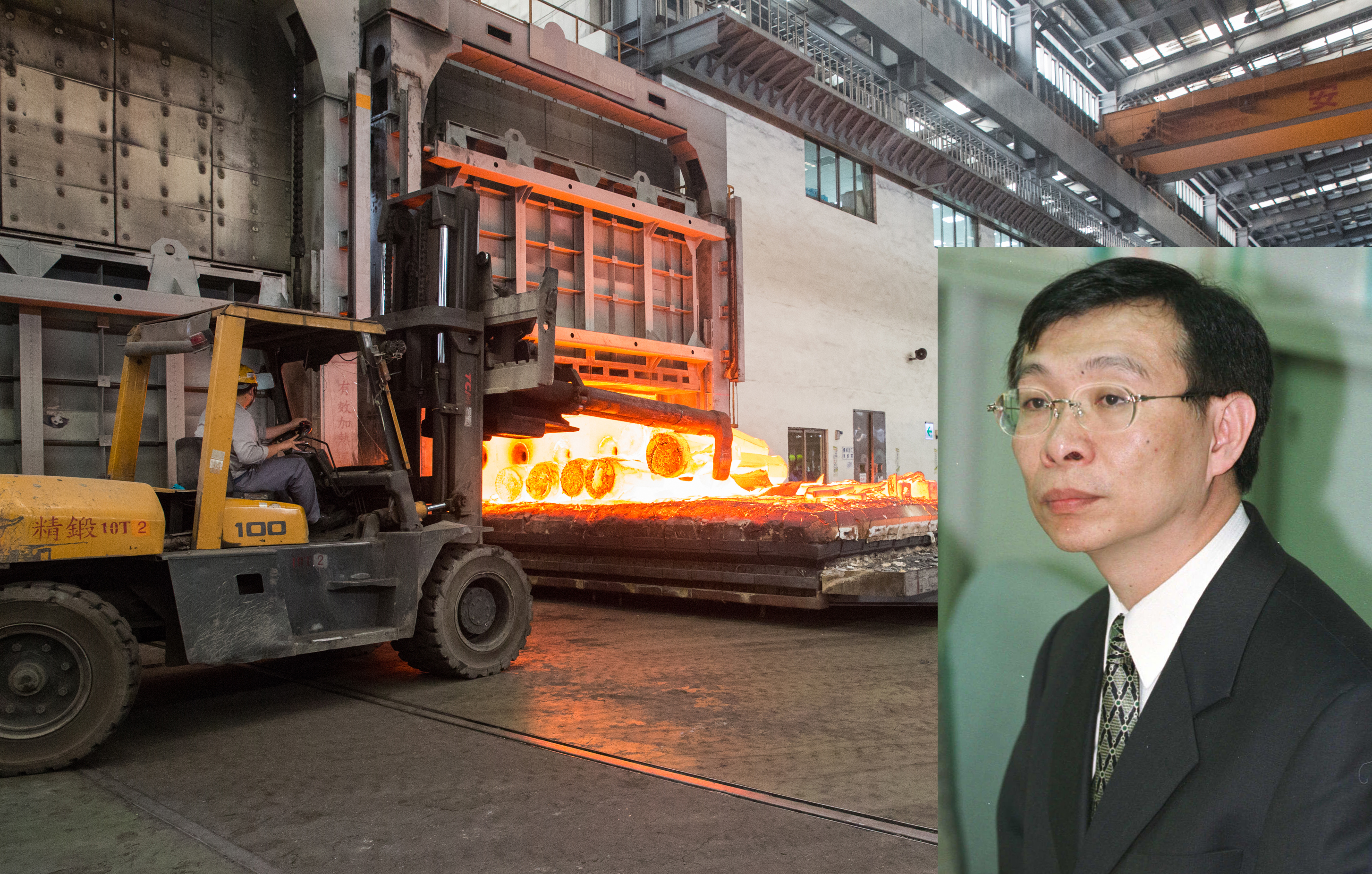 謝裕民（右，聯合知識庫提供）被稱為鋼鐵業再起的梟雄。