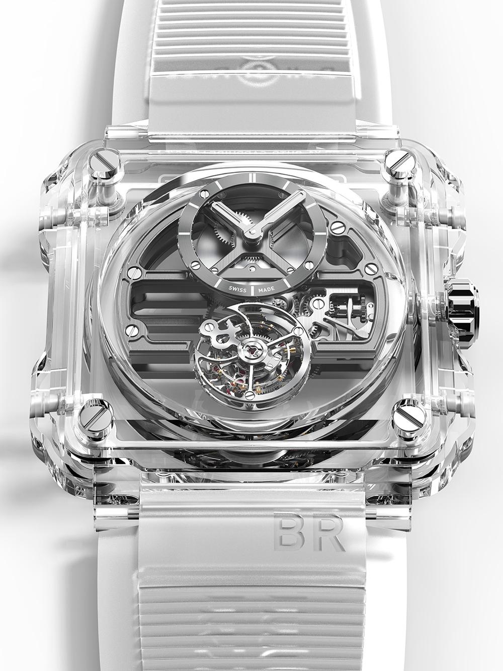 《BR-X1 Tourbillon Sapphire》功能：時、分指示；陀飛輪/機芯：手上鍊機芯/建議售價：NT$13,200,000（限量8只）