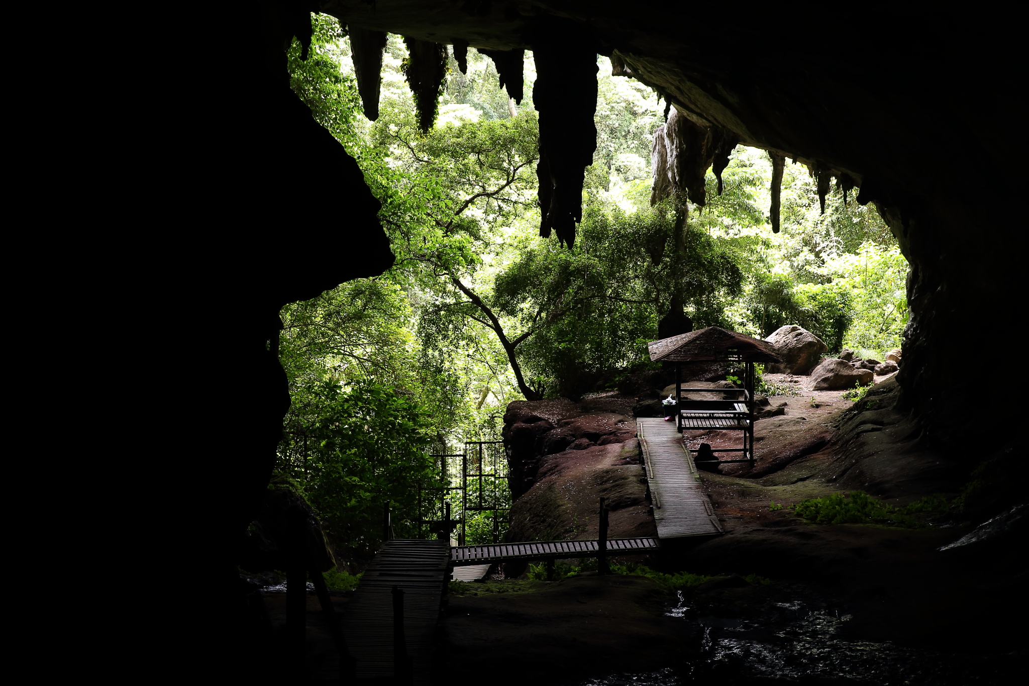 尼亞國家公園石灰岩洞穴群，某一個洞穴的出口。