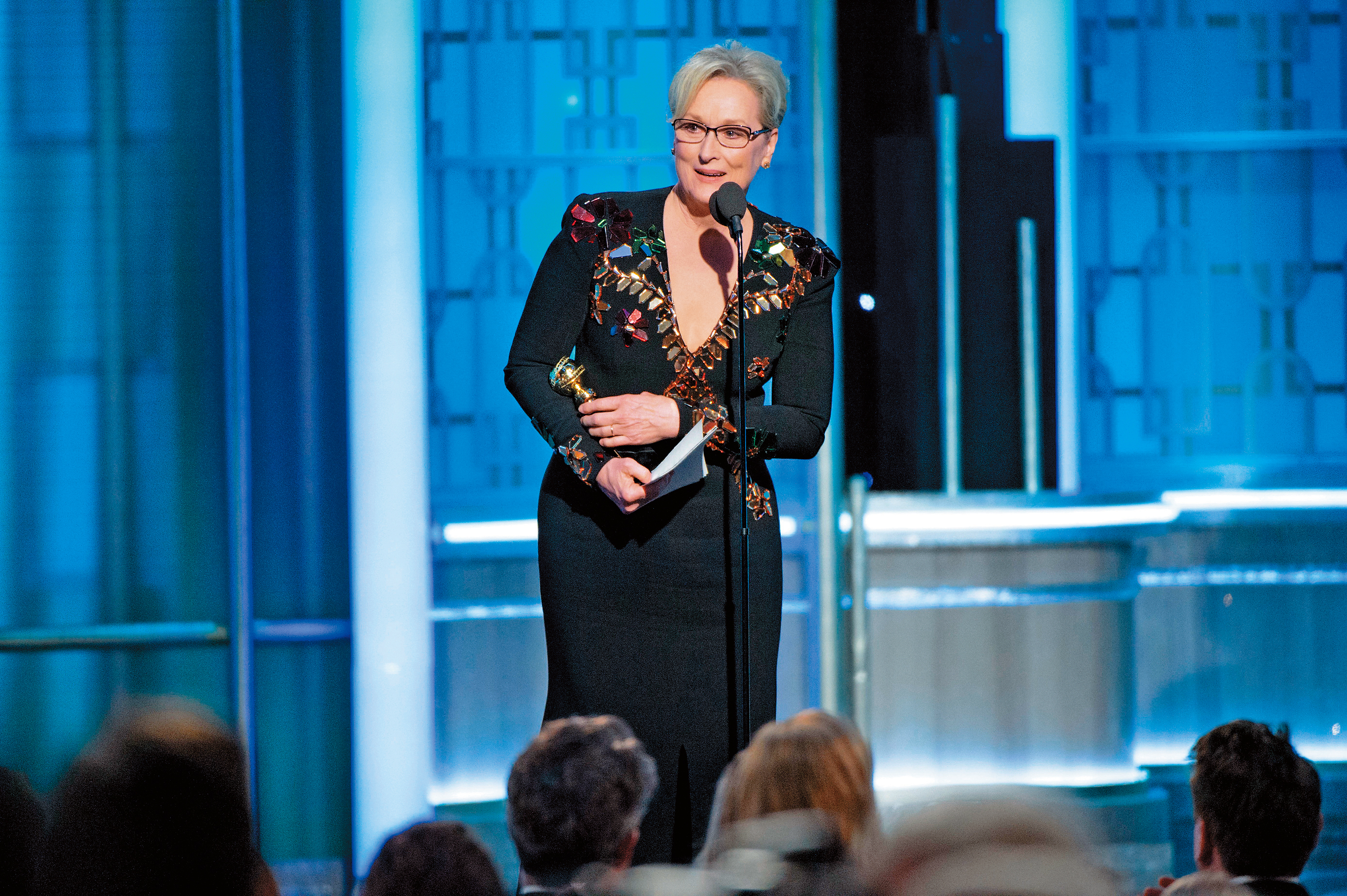 女星梅莉史翠普是去年金球獎終身成就獎得主，今年又以《郵報：密戰》入圍電影戲劇類女主角。（東方IC）