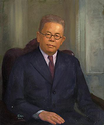 台大前校長傅斯年畫像。