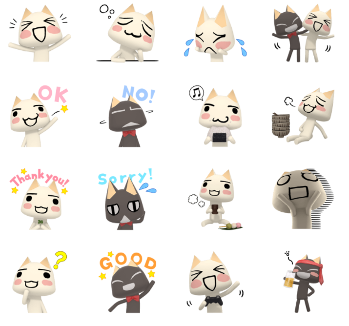 日本 LINE Store 的多樂貓貼圖，但很可惜，台灣並未販售。（翻攝自日本 LINE Store）