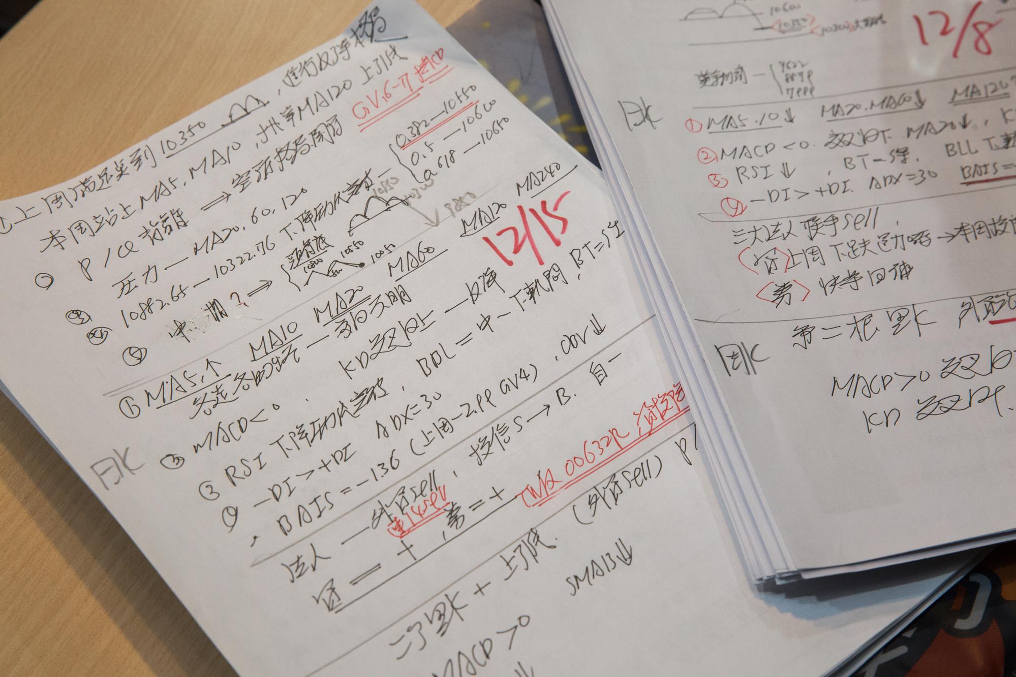 張真卿每天勤做投資功課,除了用價值面選股之外,以技術面和籌碼面判斷進出時間點,並且擬定投資策略。