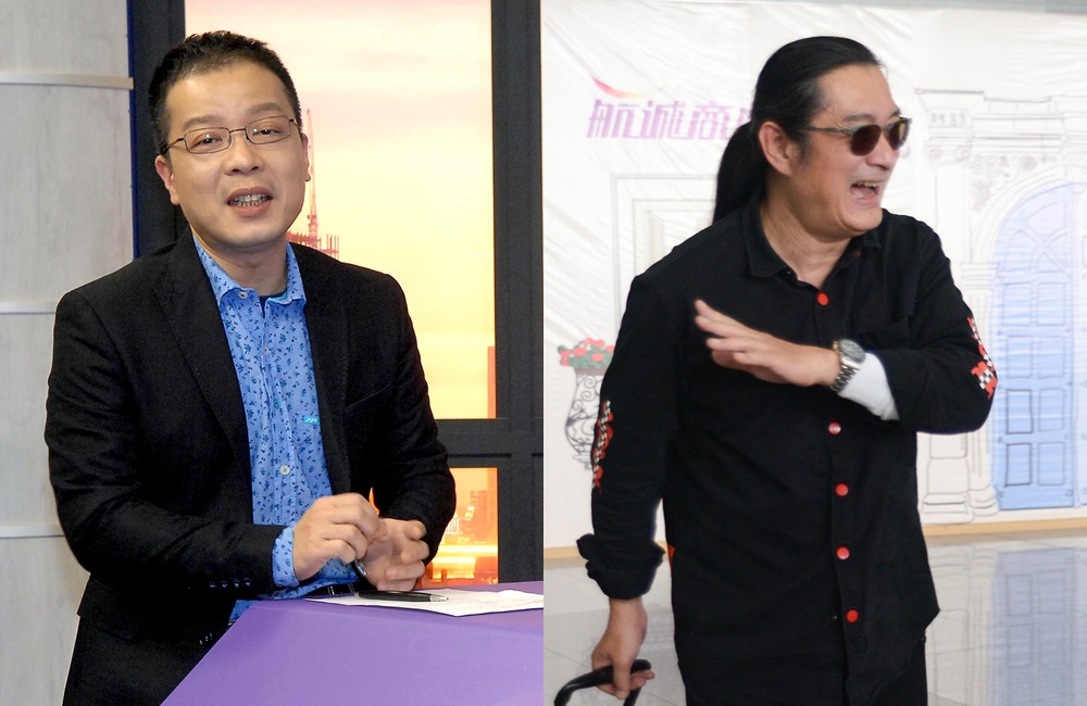 鍾年晃（左，華視提供）對於黃安（右，東方IC）說要封殺他，回敬「哈哈」兩字。