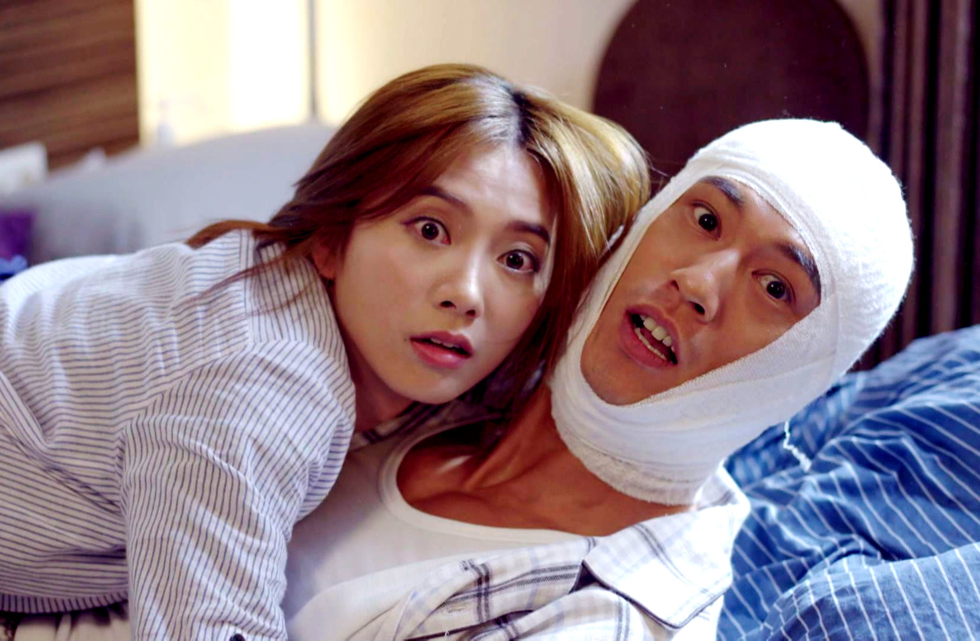 豆花妹與鍾承翰在戲裡有許多親密的肢體接觸。（三立提供）