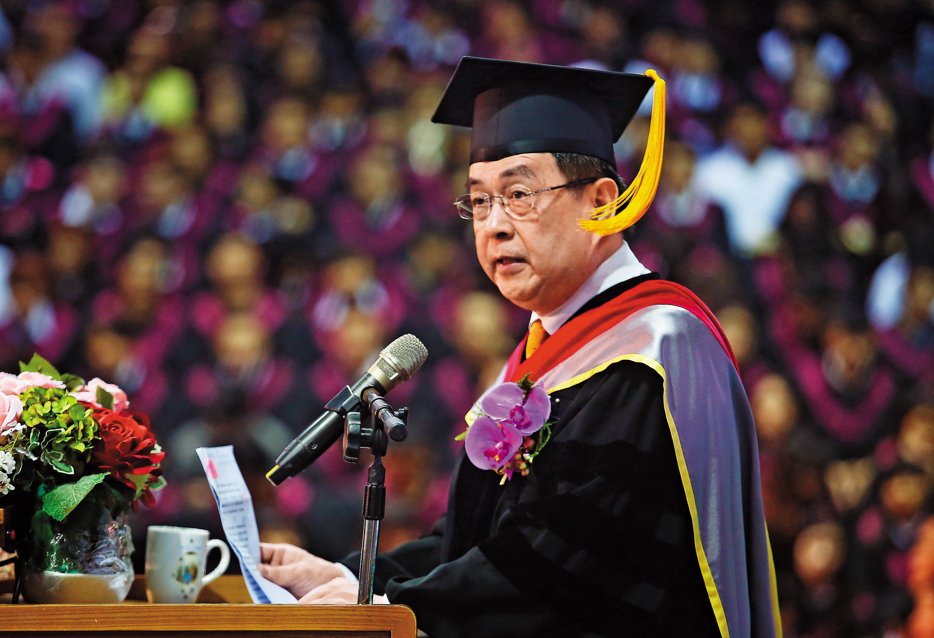 文化大學現任校長李天任是文大第4、第5及第7任校長，多年來頗受張鏡湖器重。（中央社）