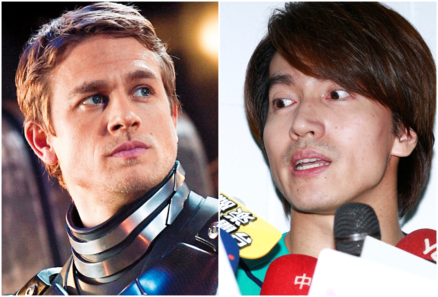 原來要演出《格雷的五十道陰影》查理漢納（左）被網友連署要求換角。言承旭（右）也曾被趙麗穎的粉絲公開抵制。