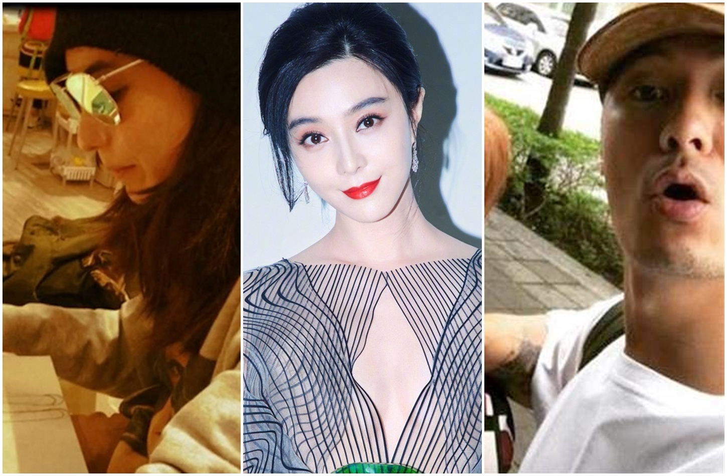 許多明星會低調來台，偶爾被民眾捕獲。左起：張柏芝、范冰冰、余文樂。