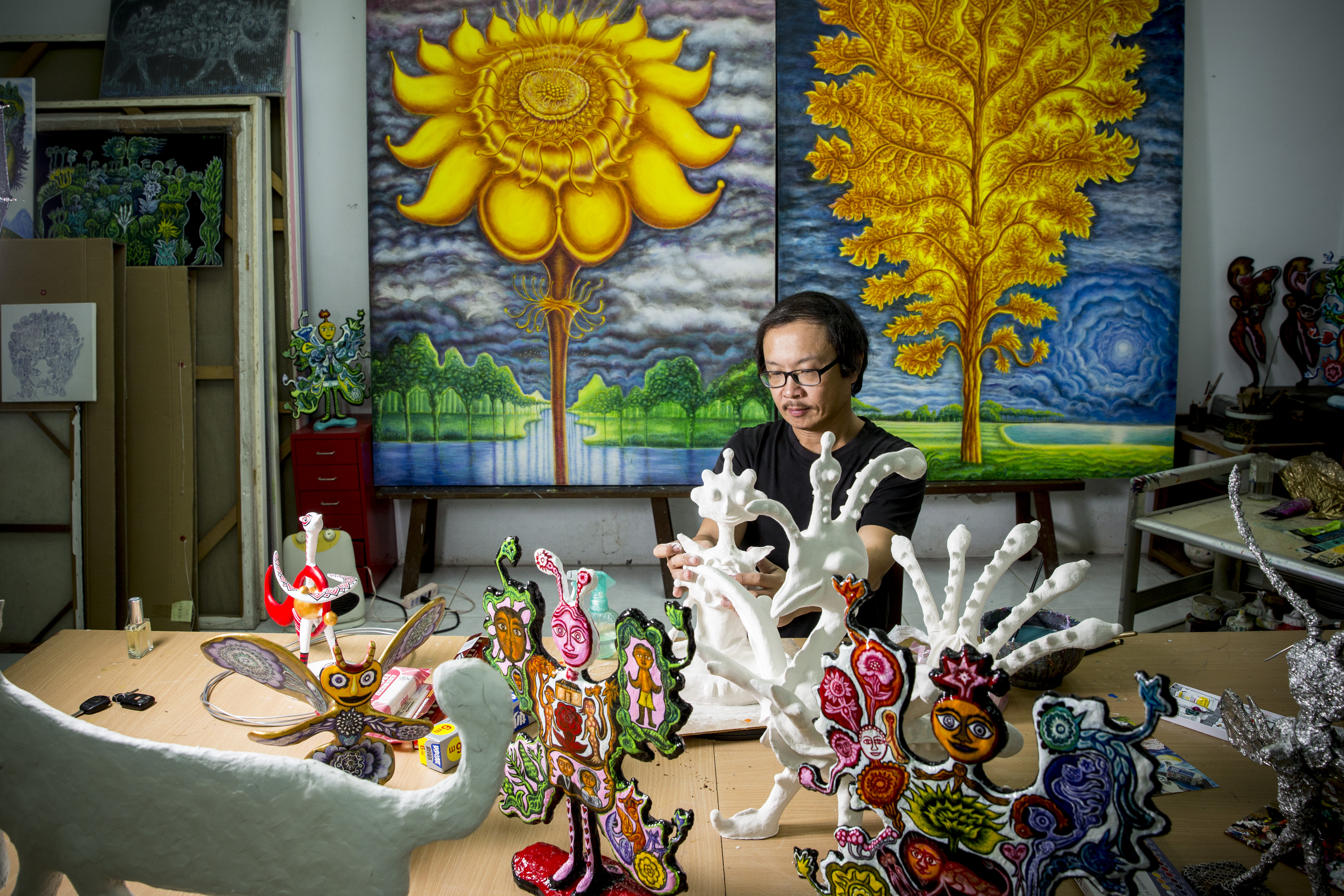 有了孩子之後，張立曄經常深夜才到工作室，工作到凌晨再回家裡入睡。