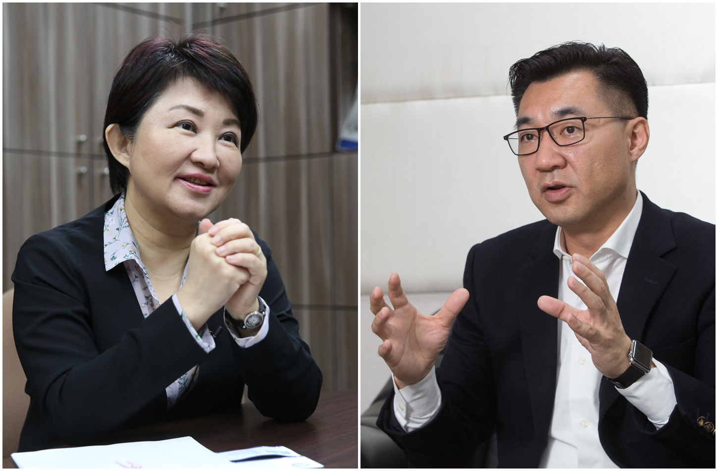 國民黨的台中市長參選人是立委江啟臣（右）還是盧秀燕（左）出線，將由全民調決定。