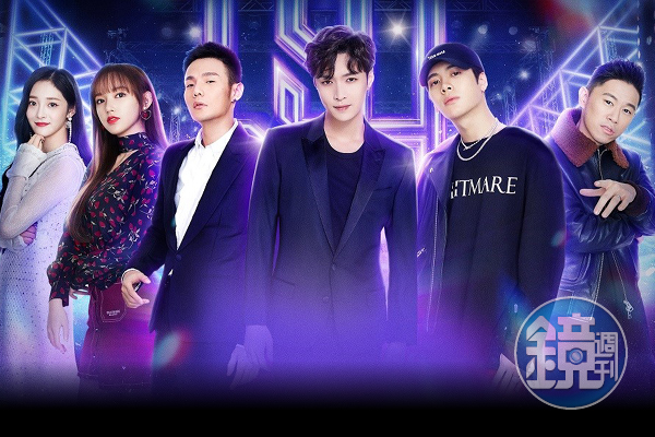 愛奇藝打造真人實境選秀節目《偶像練習生》，找來周潔瓊（左起）、程瀟、李榮浩、張藝興、王嘉爾、歐陽靖擔任導師。（愛奇藝台灣站提供）