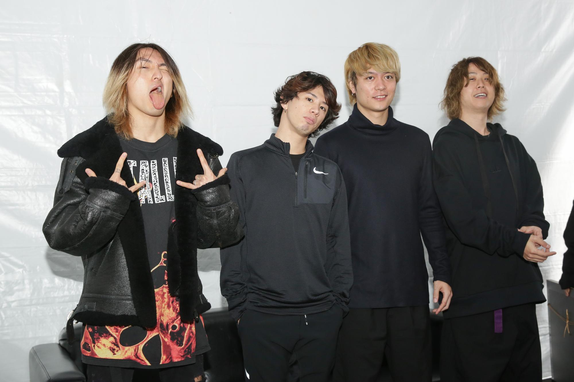 日本樂團ONE OK ROCK五度在台開唱,首次舉行戶外演唱會超激動。(照片左起:Ryota、TAKA、Toru、Tomoya)