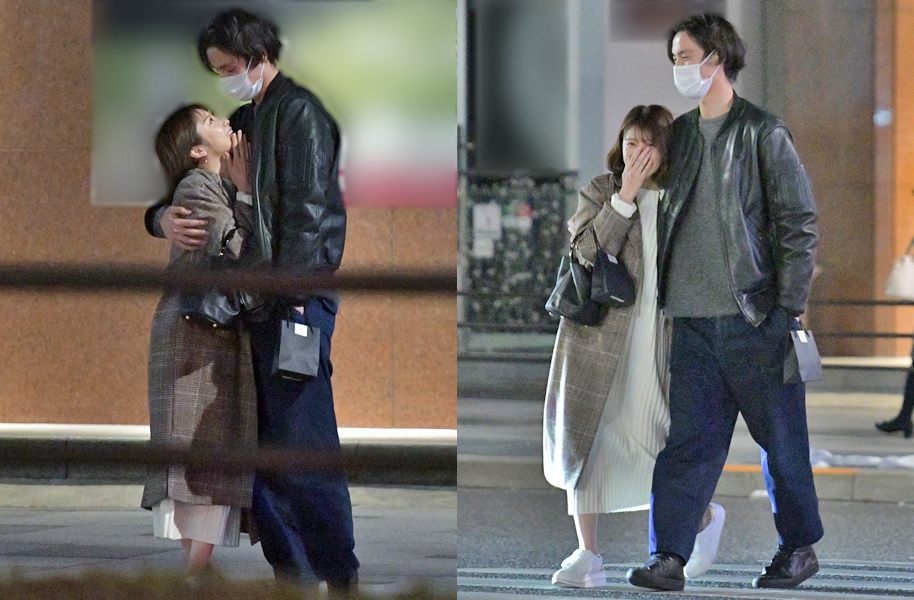 福士蒼汰在路邊跟網紅約會親熱，而且還帶她回家。（翻攝news-postseven網站）