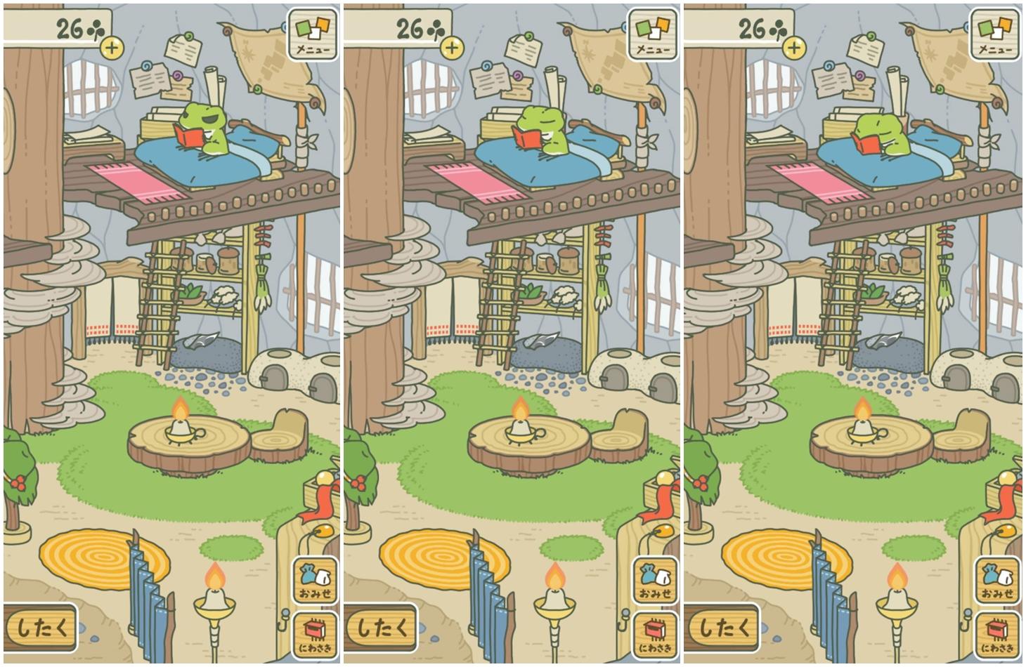 新北市消防局貼出了《旅蛙》遊戲的截圖,要民眾一起找找蛙兒家中的危機。(翻攝遊戲畫面)