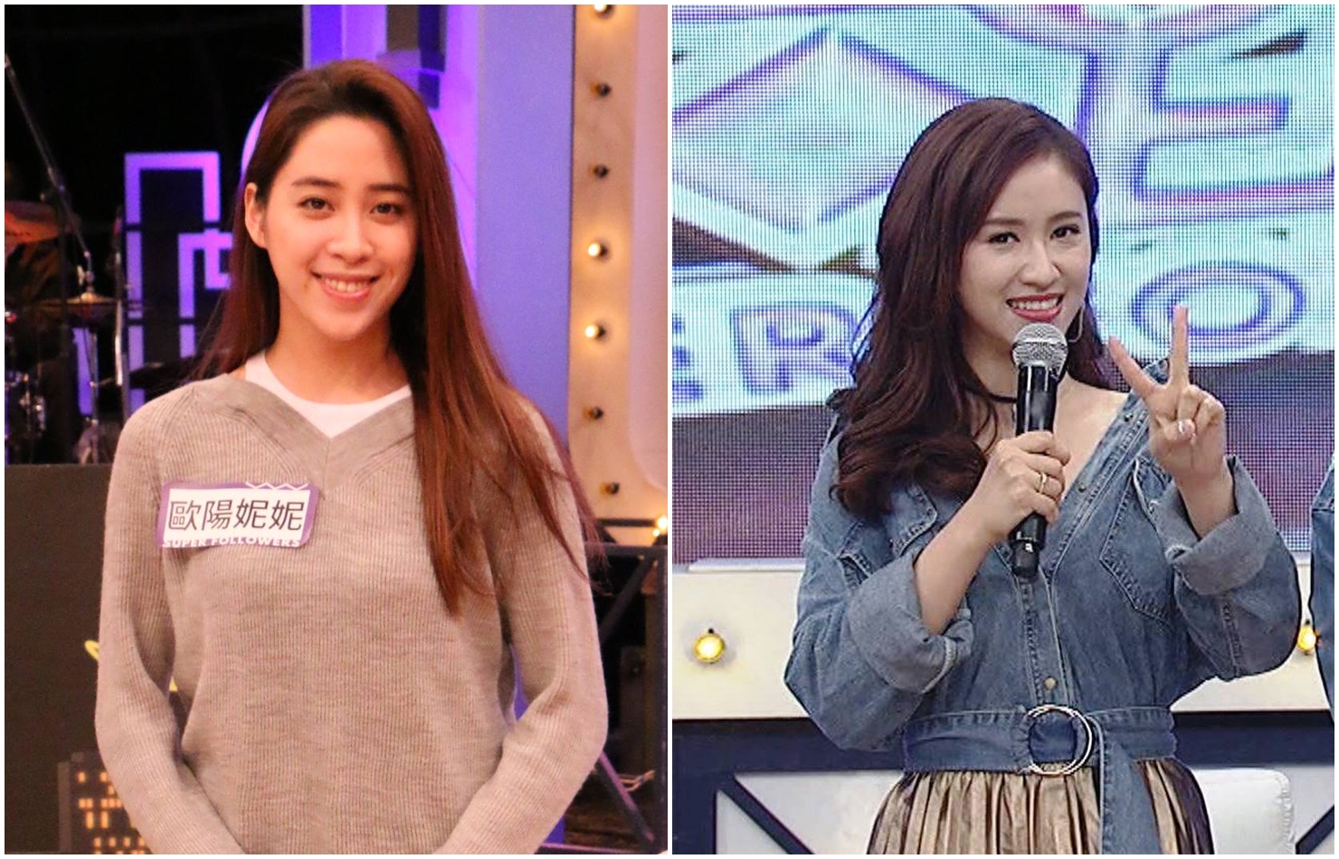 歐陽妮妮（左）被爆料小時候很豪放，會脫光邀請Sandy（右）一起洗澡。（中天提供）