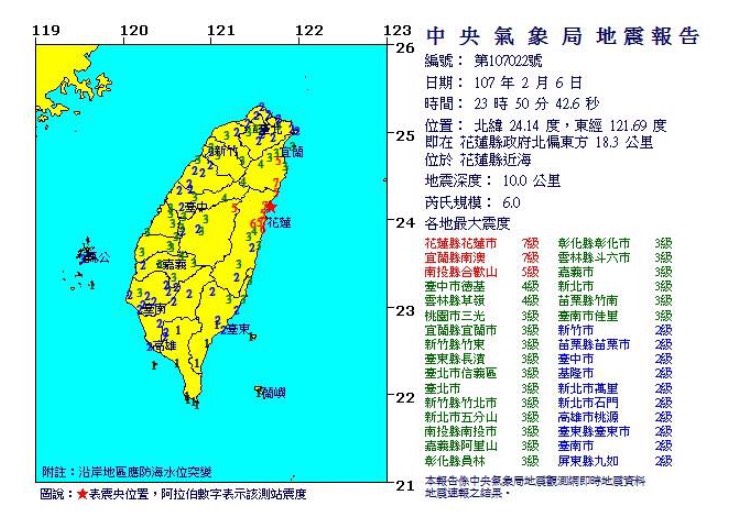 【花蓮大地震】全台猛搖30秒！花蓮近海發生規模6.0有感地震