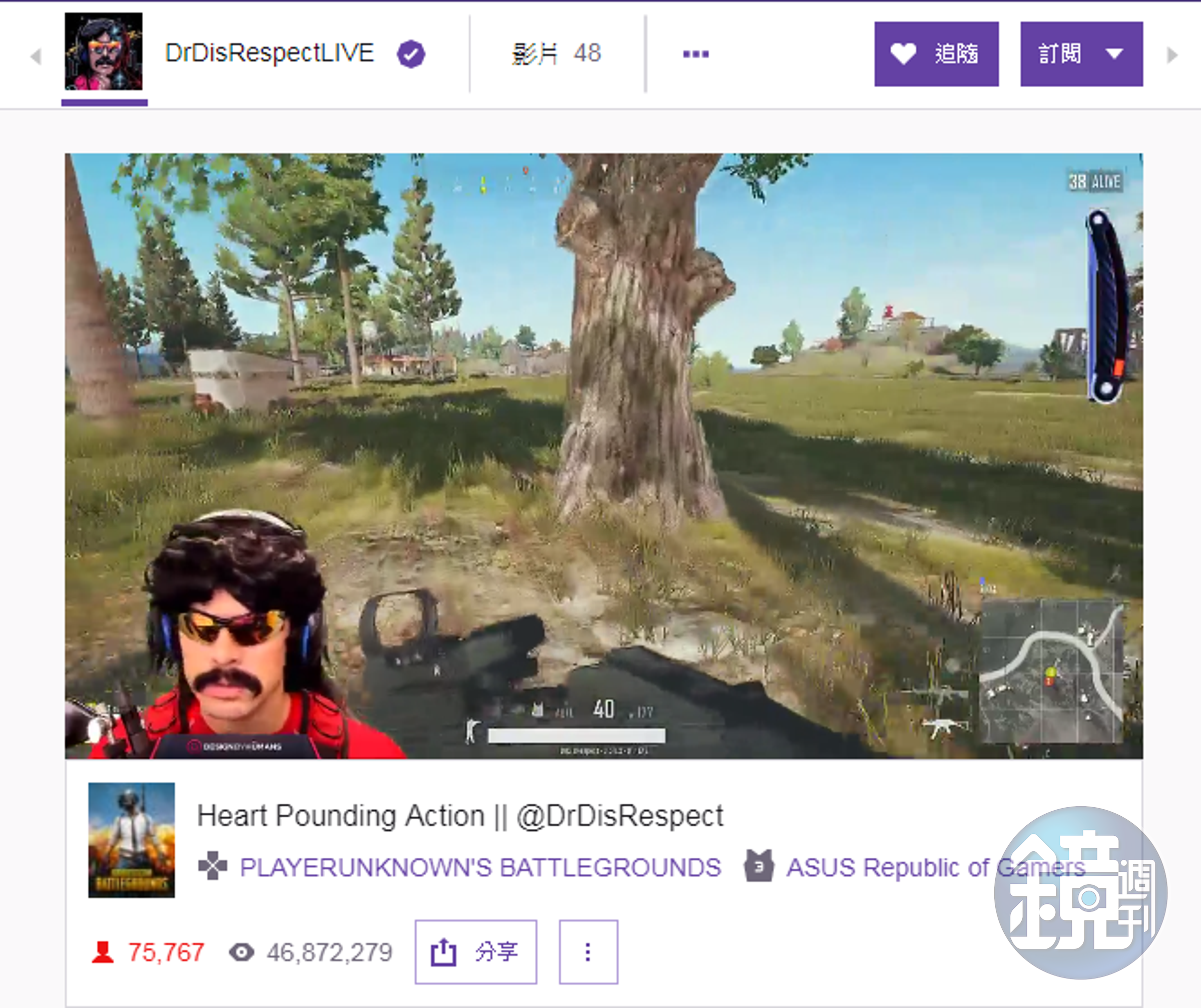 DrDisRespect 在美國時間 6 日《絕地求生》的實況遊戲技巧與觀看人數一樣好！（同時在線人數一度到 8 萬）