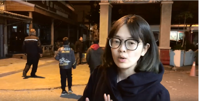 華視主播莊雨潔地震當時人恰好休假在花蓮，素顏連線報導災情。（華視提供）