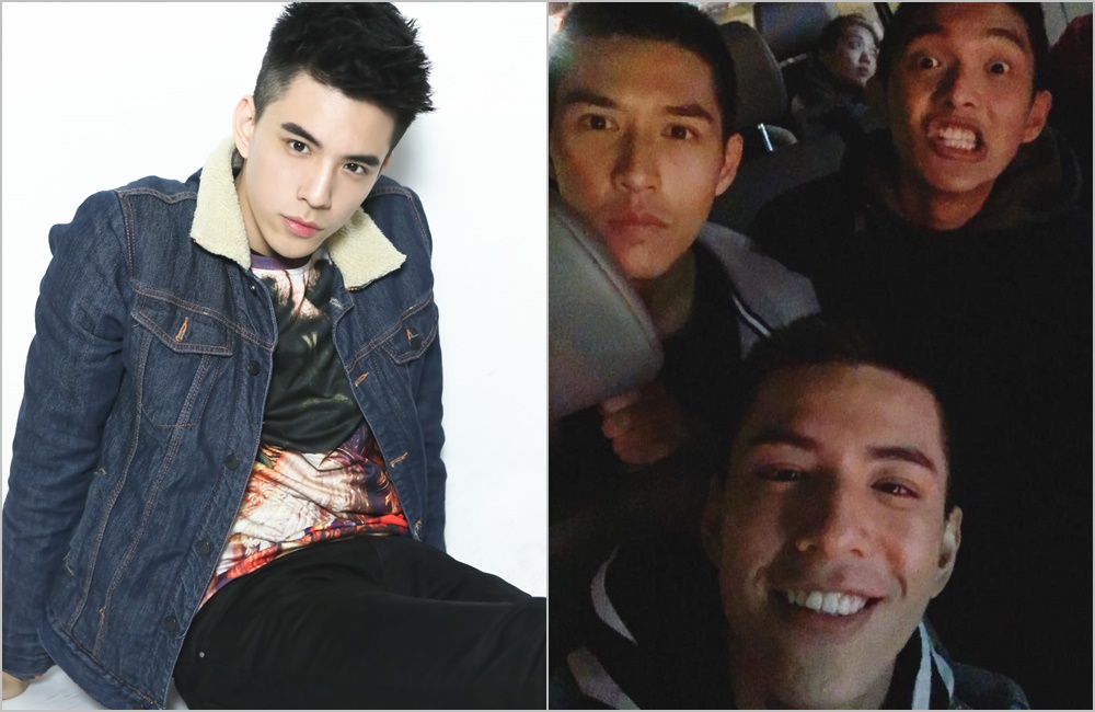 林柏叡（下）拍攝《鬥魚》摔車，他和吳岳擎（左上）、林輝瑝在電影版《鬥魚》飾演眷村好兄弟，三人戲外也成為好哥們。（摘自臉書）