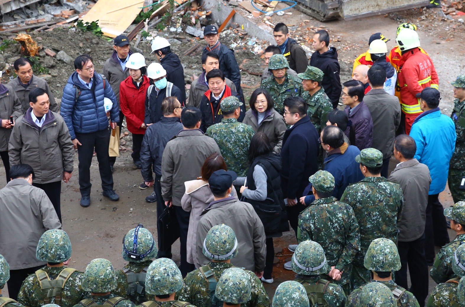 總統蔡英文7日清晨赴花蓮勘災。