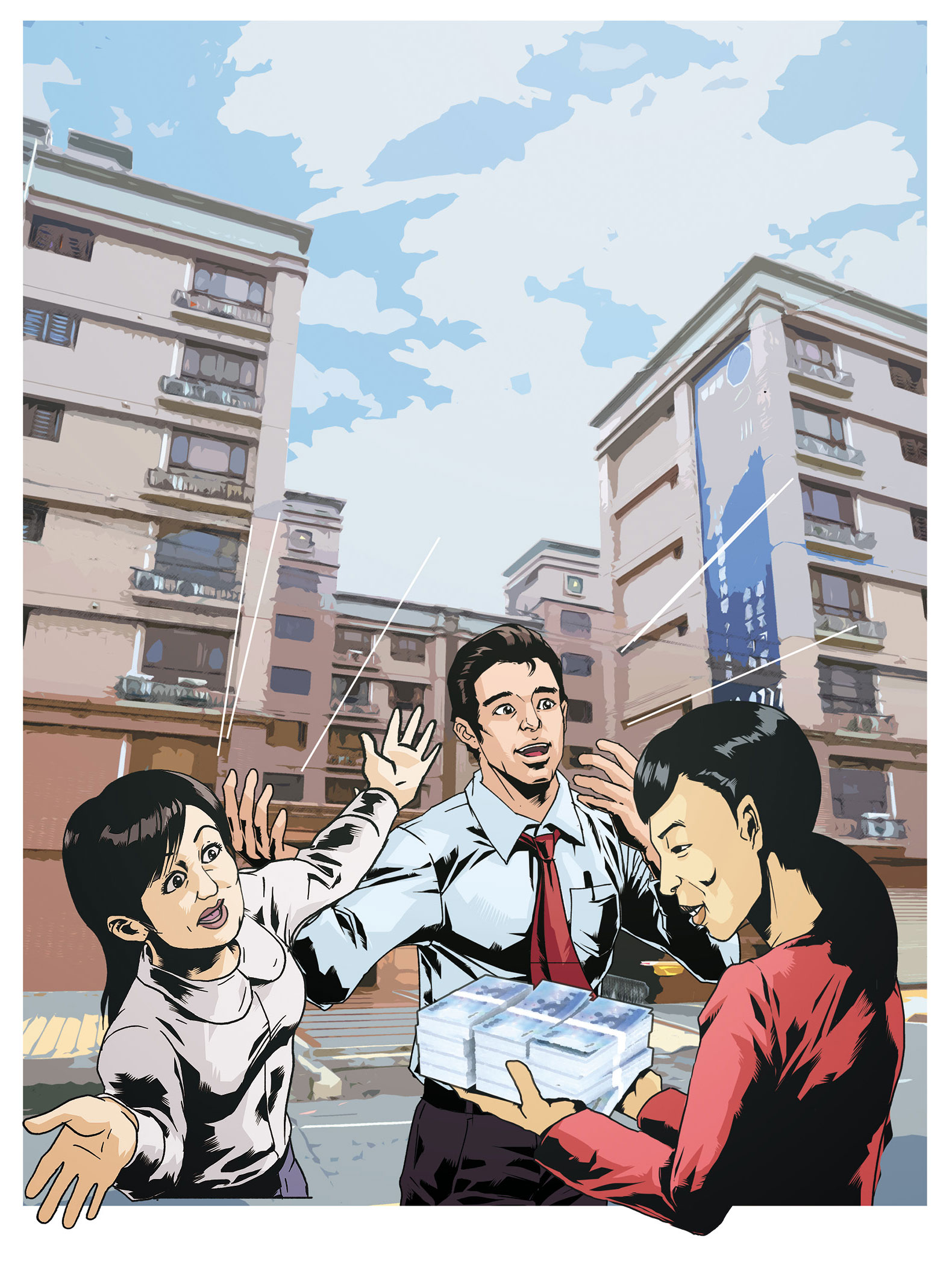 女高官誤信顏伶軒說法,四處借錢供道場買下桃園龜山新居,就在圖中社區大樓內。