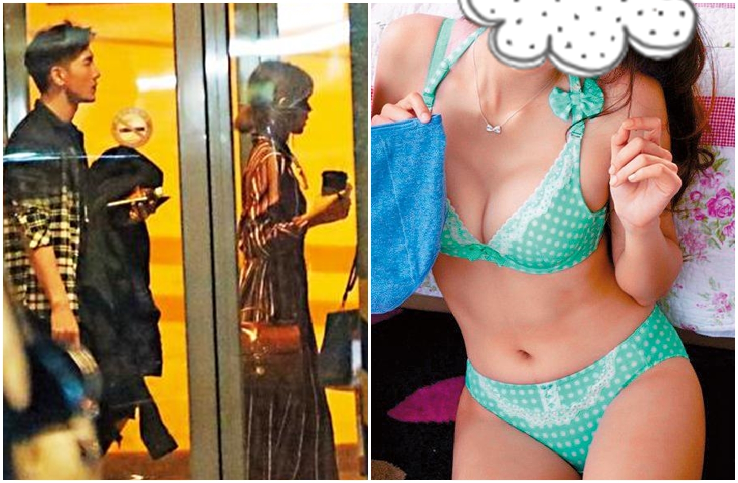 圖左:先前本刊目擊邵雨薇(右)、張立昂(左)在賣場一起搭電梯。圖右:當初邵雨薇有「夢夢」的藝名。