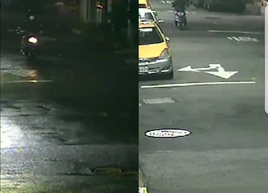 警方調閱監視器發現,孫嫌騎著重機再換步行的方式企圖掩人耳目,前往花苑偷竊門前植栽。(警方提供)