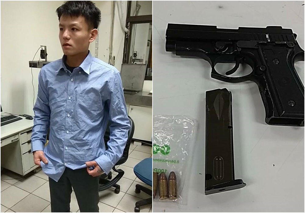 郭姓槍手至松菸文創大樓停車場外，對空連開3槍後，隨即逃逸，晚間帶槍至高雄楠梓分局投案。