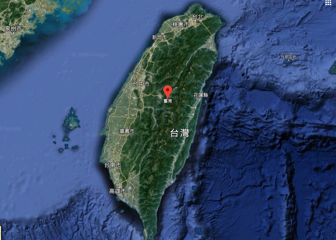 台灣的衛星影像。（翻攝Google map）