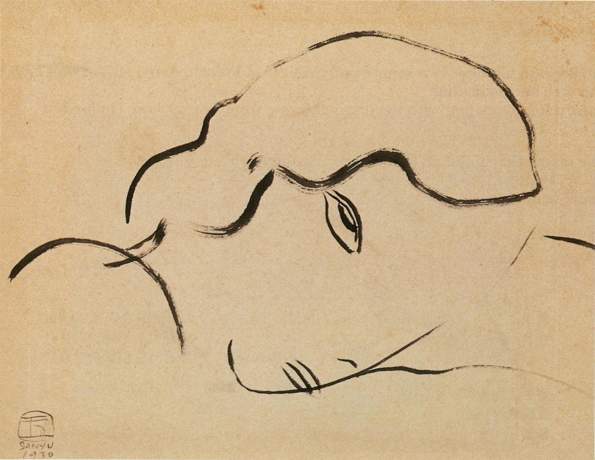 常玉作品《頭像》,1920–30s。(誠品畫廊提供)