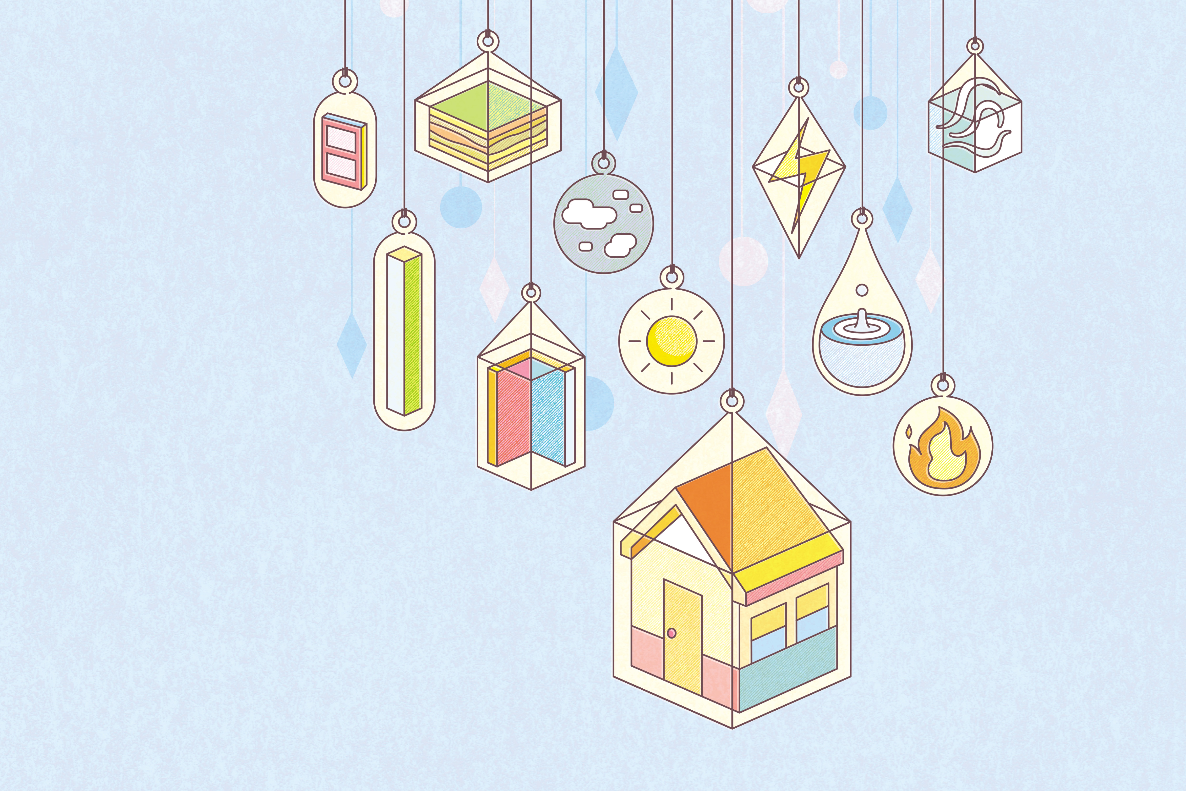 掌握「風火水電光、天地牆柱窗」10字訣，便可以大致了解屋況本體。