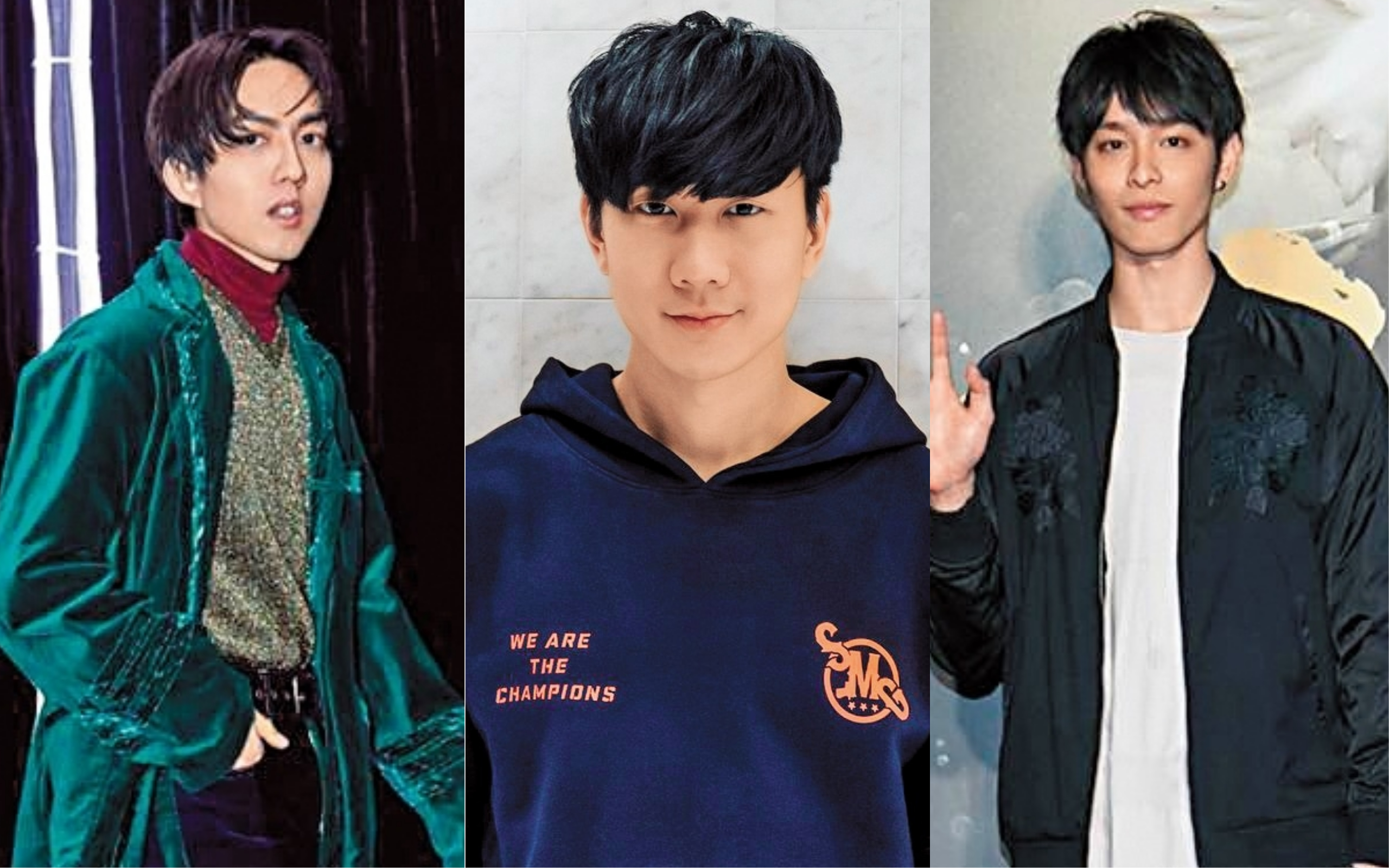 明星常因為在社群媒體分享養狗趣事,而意外讓戀情露餡,左起為林宥嘉、林俊傑及曹佑寧。