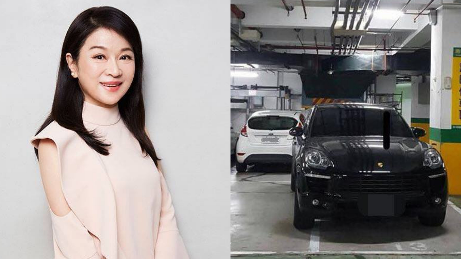 名嘴周玉蔻因停車技術欠佳而被民眾拍照爆料。（翻攝自周玉蔻臉書）