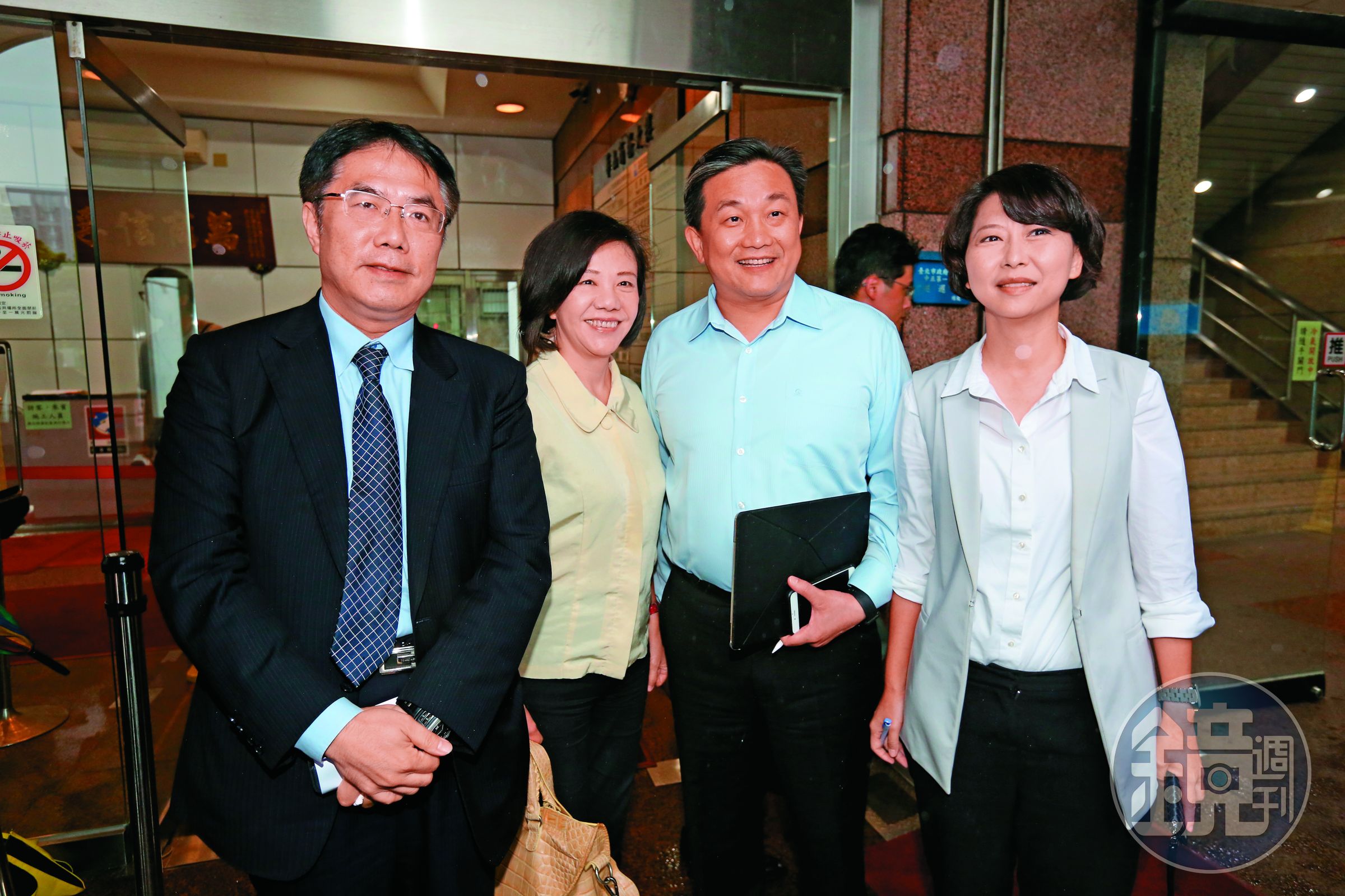 民進黨上週完成台南市長黨內初選民調，由立委黃偉哲出線，左起為黃偉哲、葉宜津、王定宇及陳亭妃。