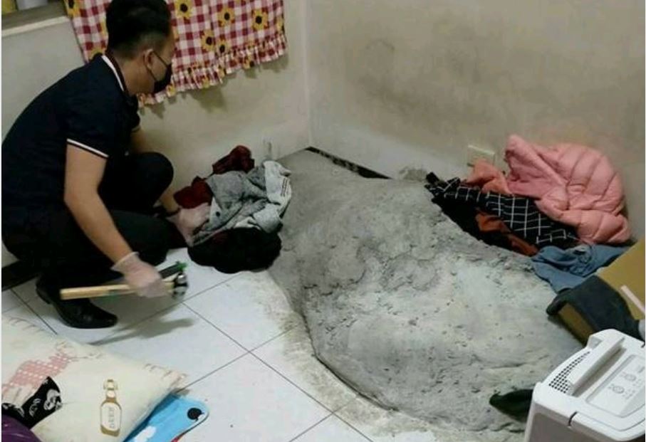 警方在葉女房間發現水泥塜。（翻攝畫面）