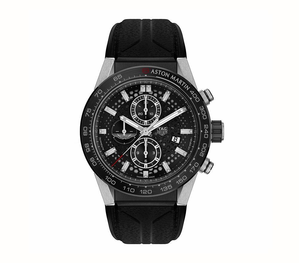 日前的日內瓦車展上，TAG Heuer與Aston Martin共同宣布成為合作夥伴，並旋即帶來新的Carrera Heuer 01 Aston Martin特別版計時碼錶，接下來的BASELWORLD上這樁聯姻勢必成為熱門話題。錶款售價未定。