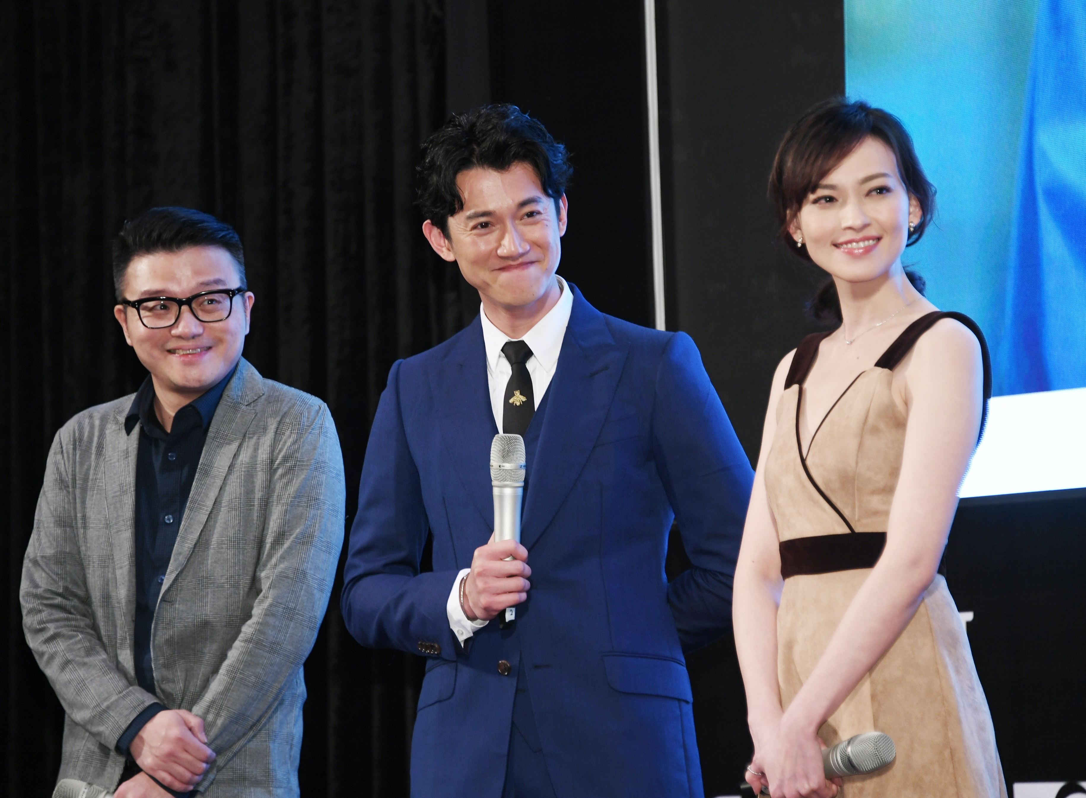演莊景燊,率領男、女主角吳慷仁、姚以緹,在香港影視展中亮相。(牽猴子整合行銷)