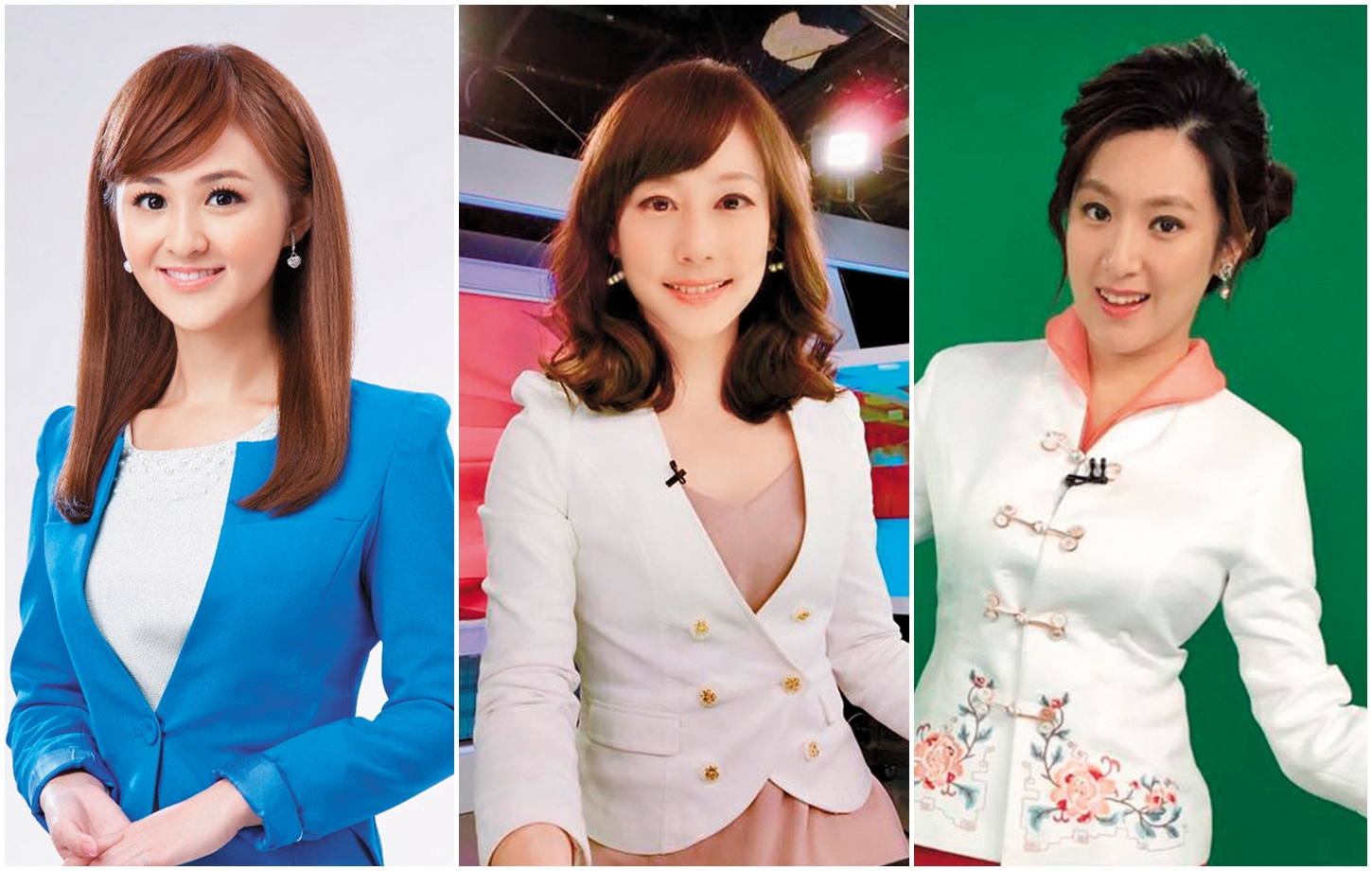 有不少主播與男同事朝夕相處後覓得真愛，左起：陳家頤、吳宇舒、何庭歡。