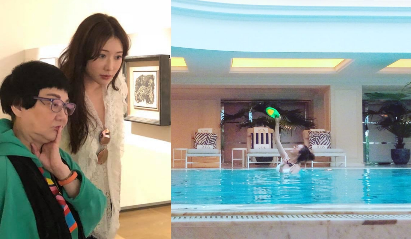 林志玲與張小燕相偕看展，臉蛋瘦回瓜子臉，重返女神寶座。（合成自蔡康永與林志玲臉書）