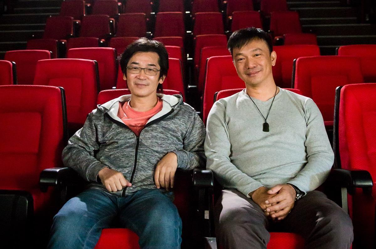 黃信堯（右）執導台北電影節形象廣告，請到魏德聖（左）現身其中。（台北電影節提供）