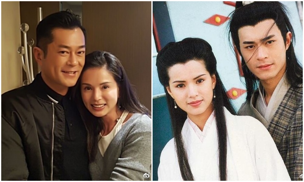 李若彤在微博貼出與古天樂的同框合照，這是他們合作《神鵰俠侶》至今23年後的第2次合照。（左圖翻攝自李若彤微博）