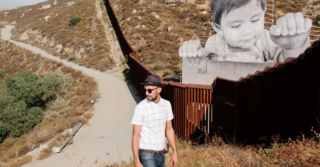 《最酷的旅伴》導演之一JR在美墨邊境創作了裝置藝術「Kikito」，吸引美國各大主流媒體報導。（海鵬影業提供）