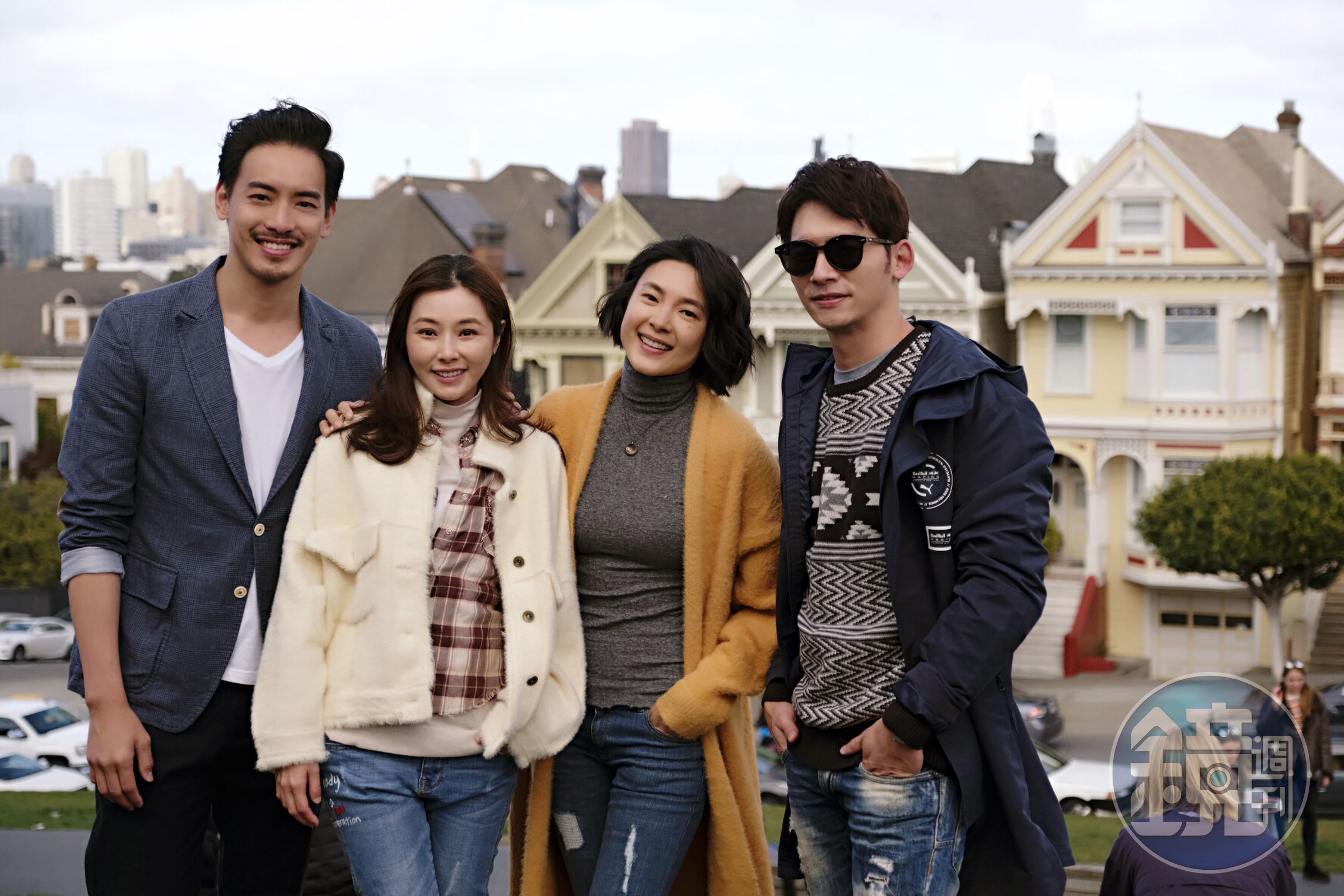 由陳怡蓉、溫昇豪、黃柏鈞、曾珮瑜雙生雙旦主演的Netflix台劇《雙城故事》赴舊金山取景，當地許多地標景點都將入鏡。（青睞影視提供）