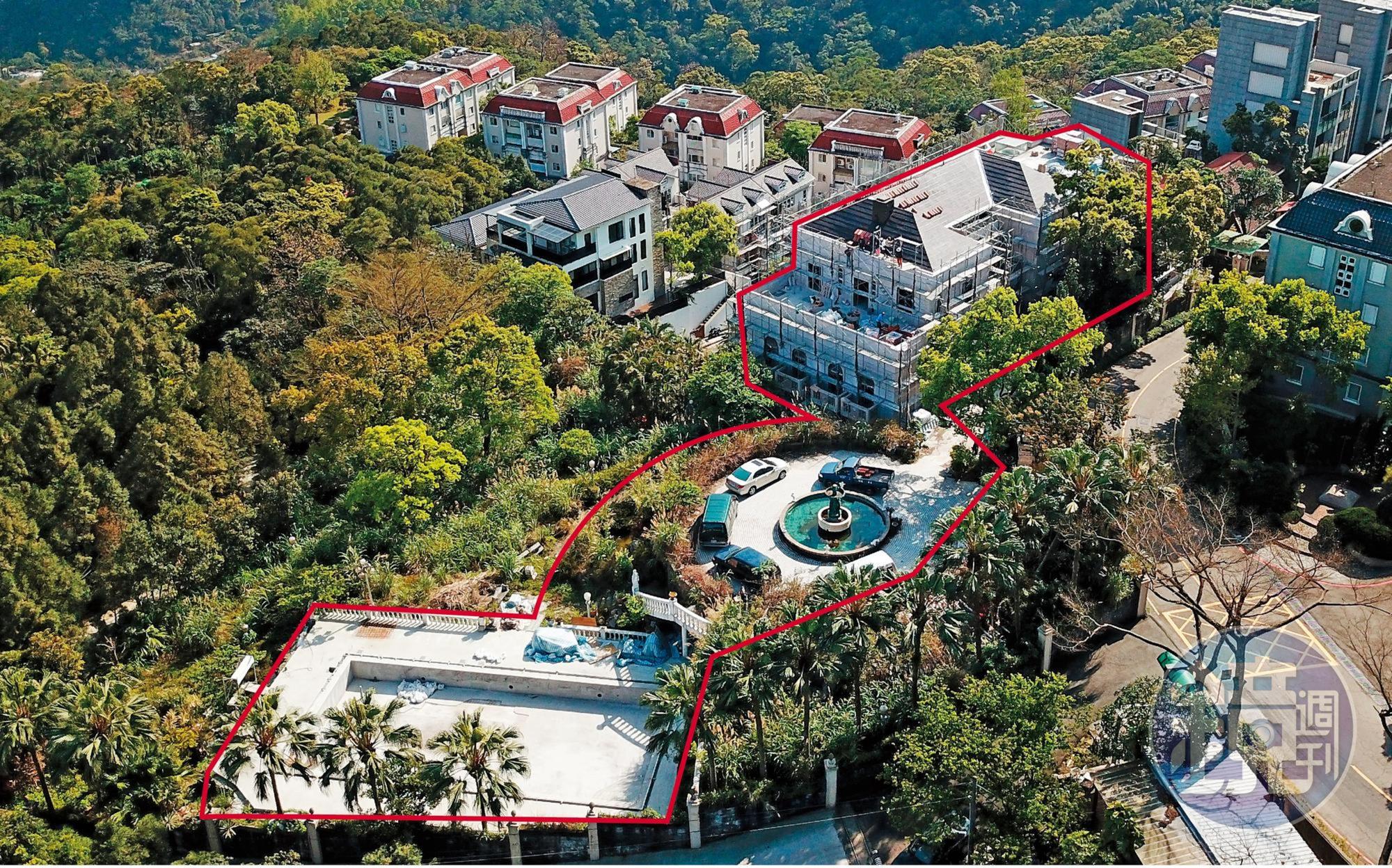 富麗堂皇、號稱10億元的王羽豪宅（紅圈處），外傳已由中國創投公司所購下。