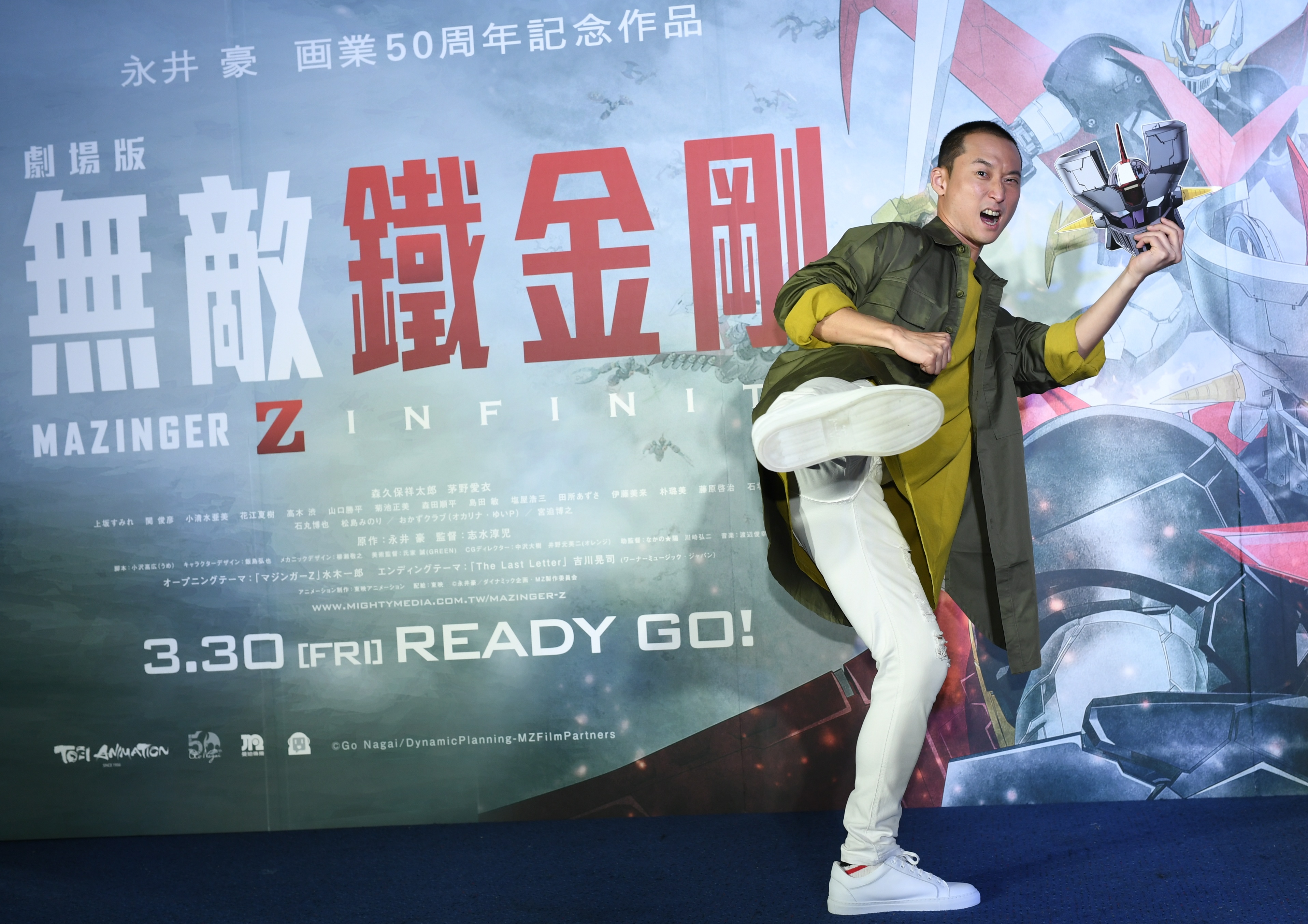 浩子看到無敵鐵金剛「本人」很high。（牽猴子提供）