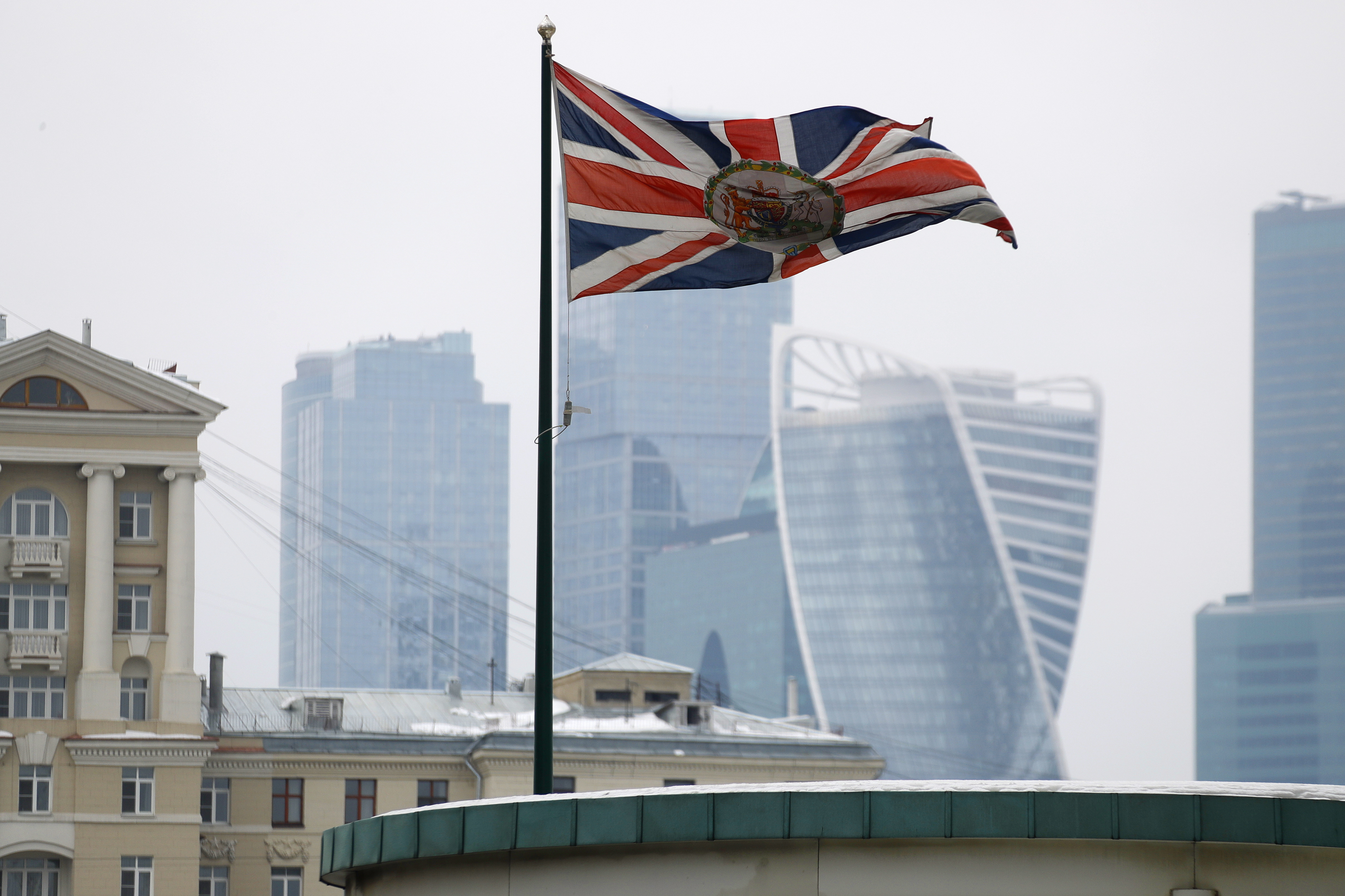 英國駐莫斯科大使館。在英國勒令23名俄羅斯外交官員在一週內離境後，俄羅斯也如法炮製宣布驅逐23名英國外交官。（東方IC）