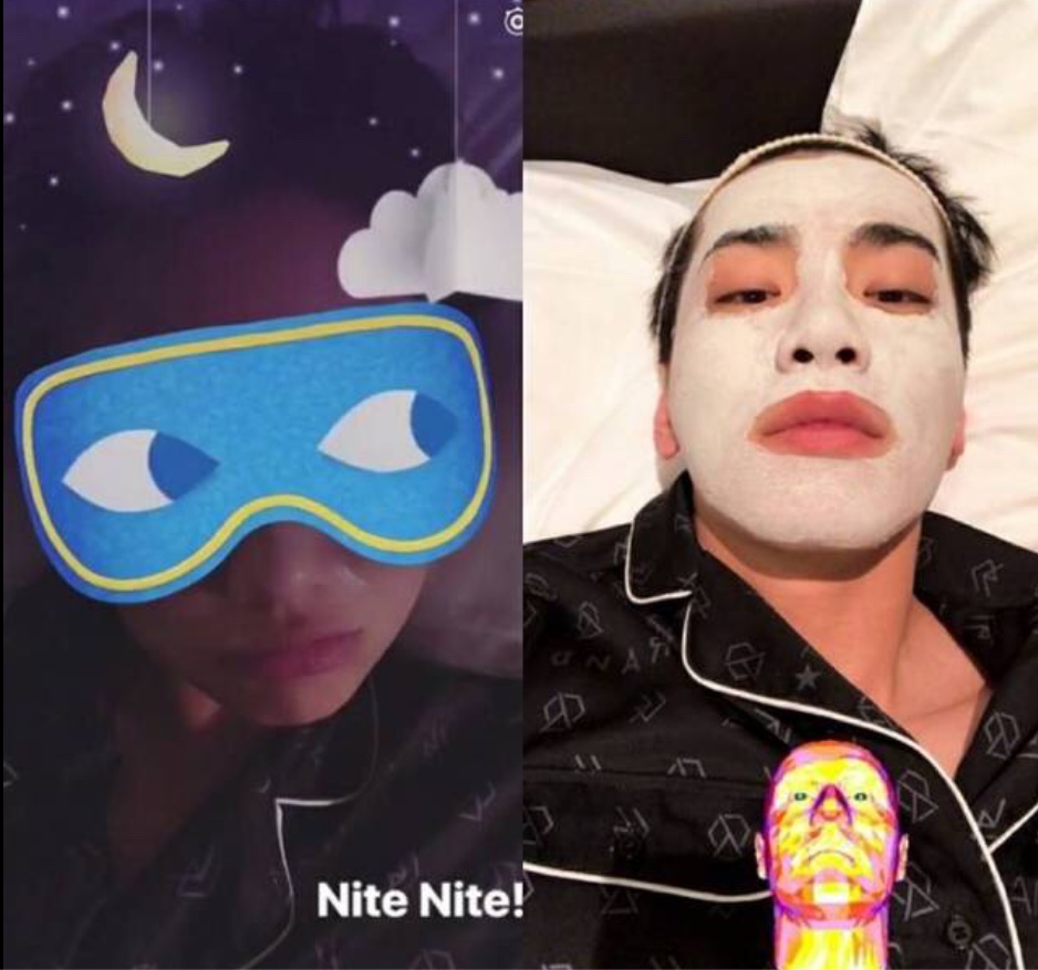 鬼鬼和布魯斯被抓包穿同款睡衣。（翻攝鬼鬼、布魯斯IG）